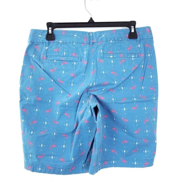 Crown & Ivy Turquoise Flamingo Cotton Chino Shorts Mid Rise 9" Inseam Size 6P - Picture 3 of 5